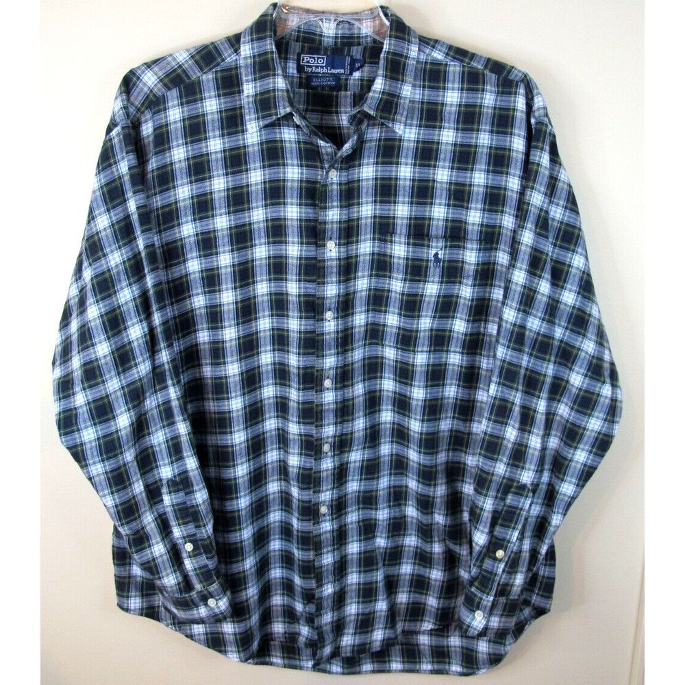 Polo Ralph Lauren Elliott Button Down Shirt Men's Size XL Green‎ Plaid Cotton